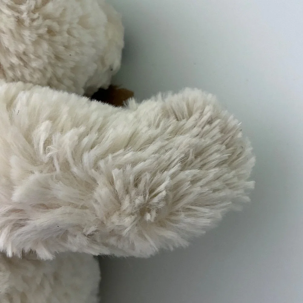 Aurora World Belle Cream Shaggy Teddy Bear Bow Plush Stuffed Animal 12 inch